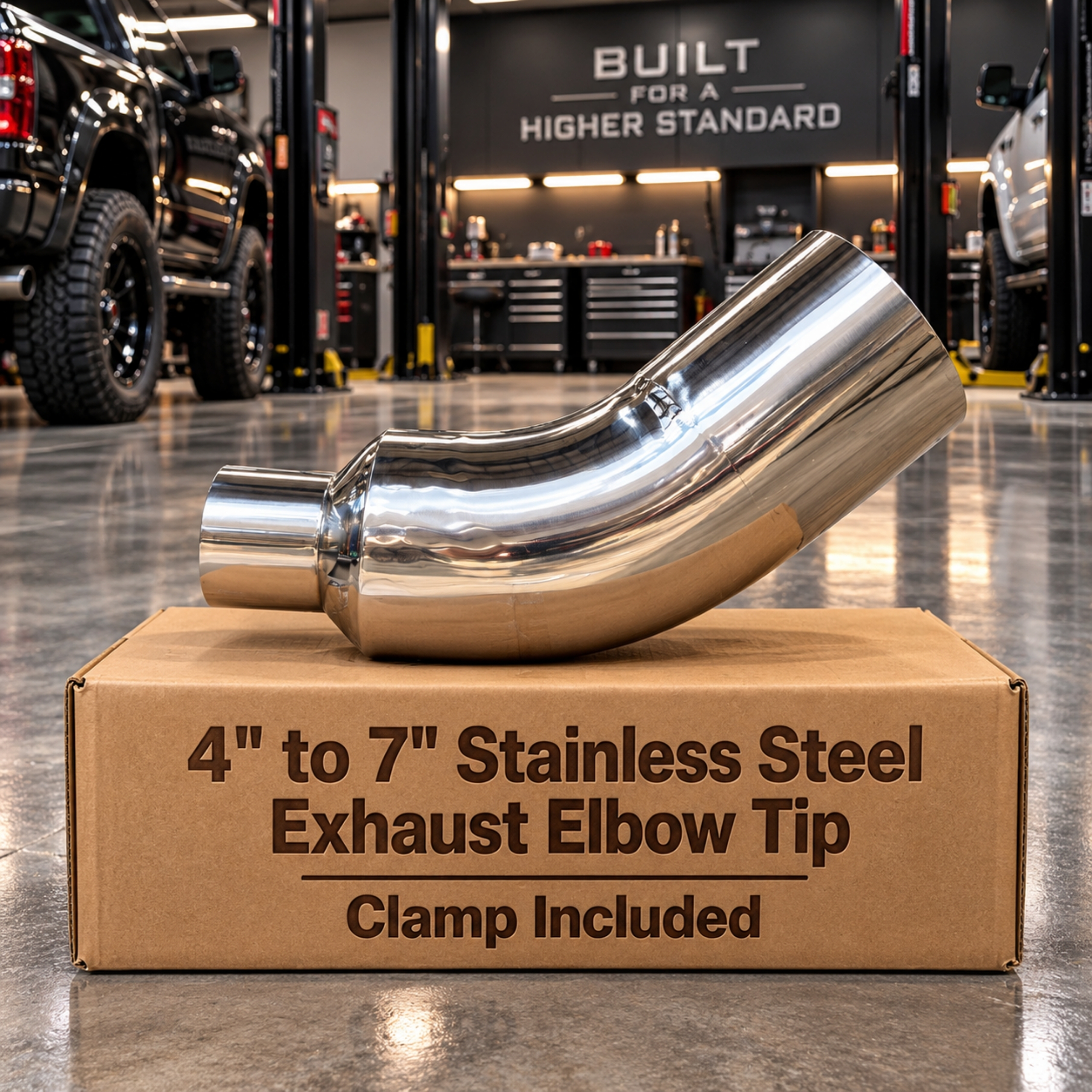 4" to 8" chrome exhaust elbow tip, photo 1