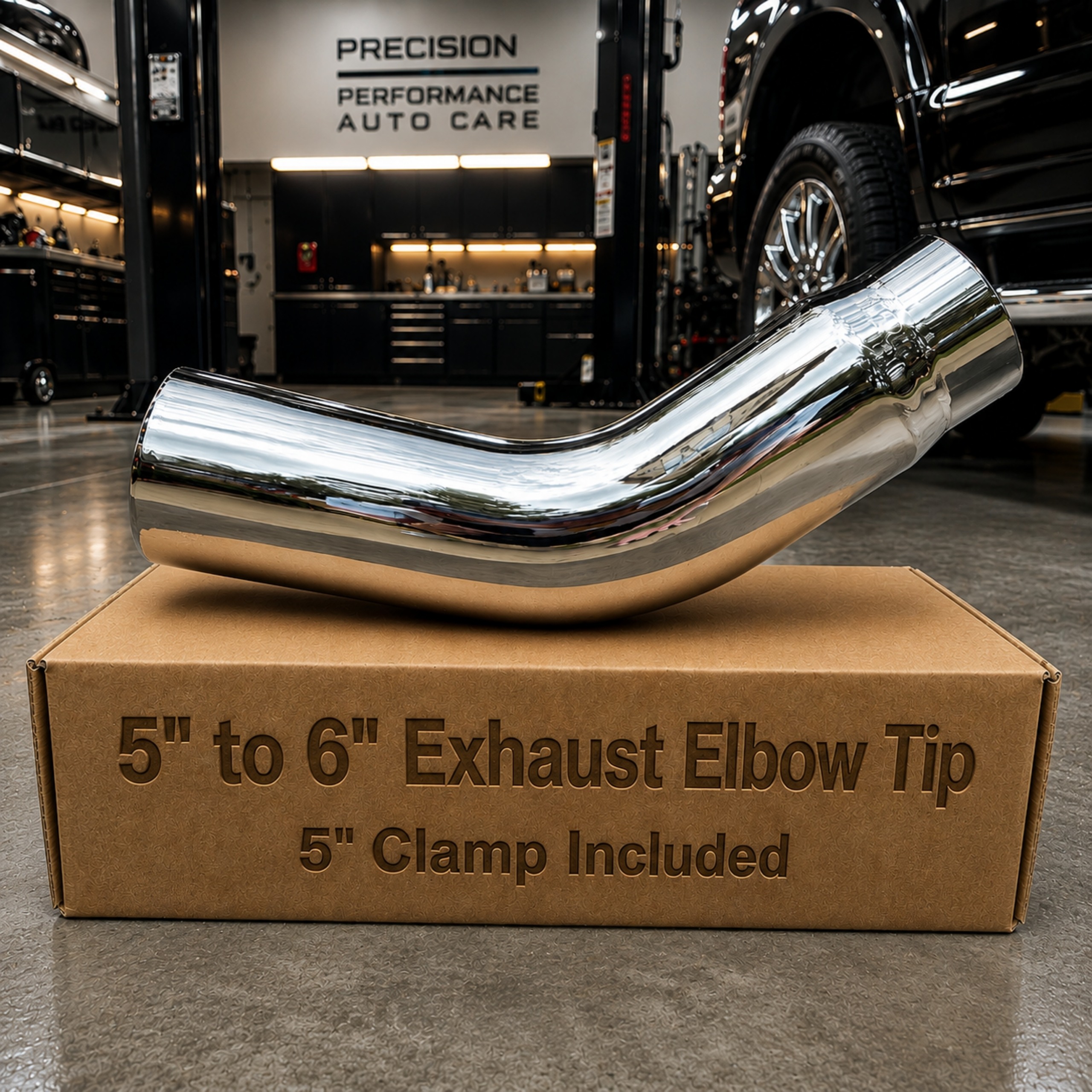 5" to 6" chrome exhaust elbow tip, photo 1