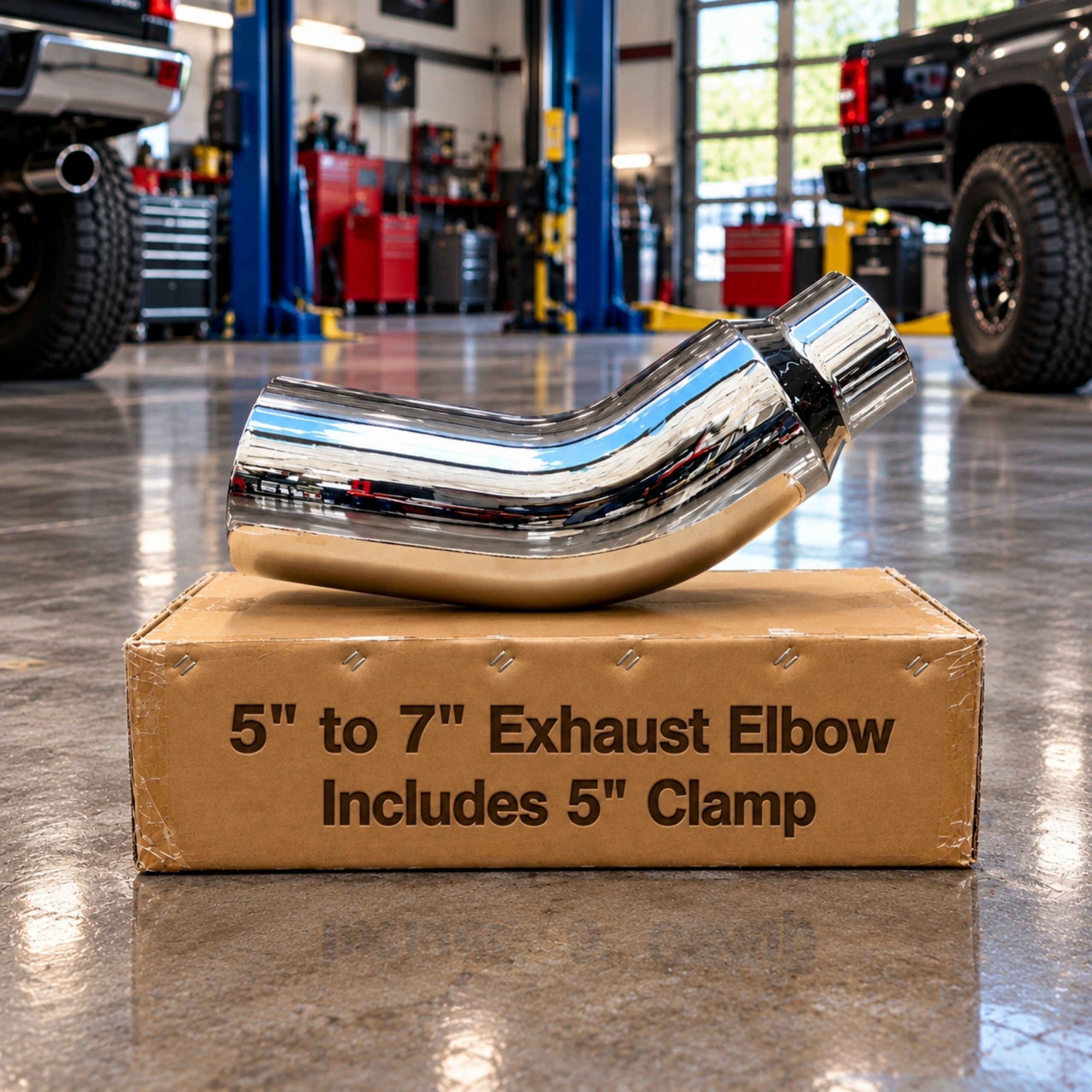 5" to 7" chrome exhaust elbow tip, photo 1