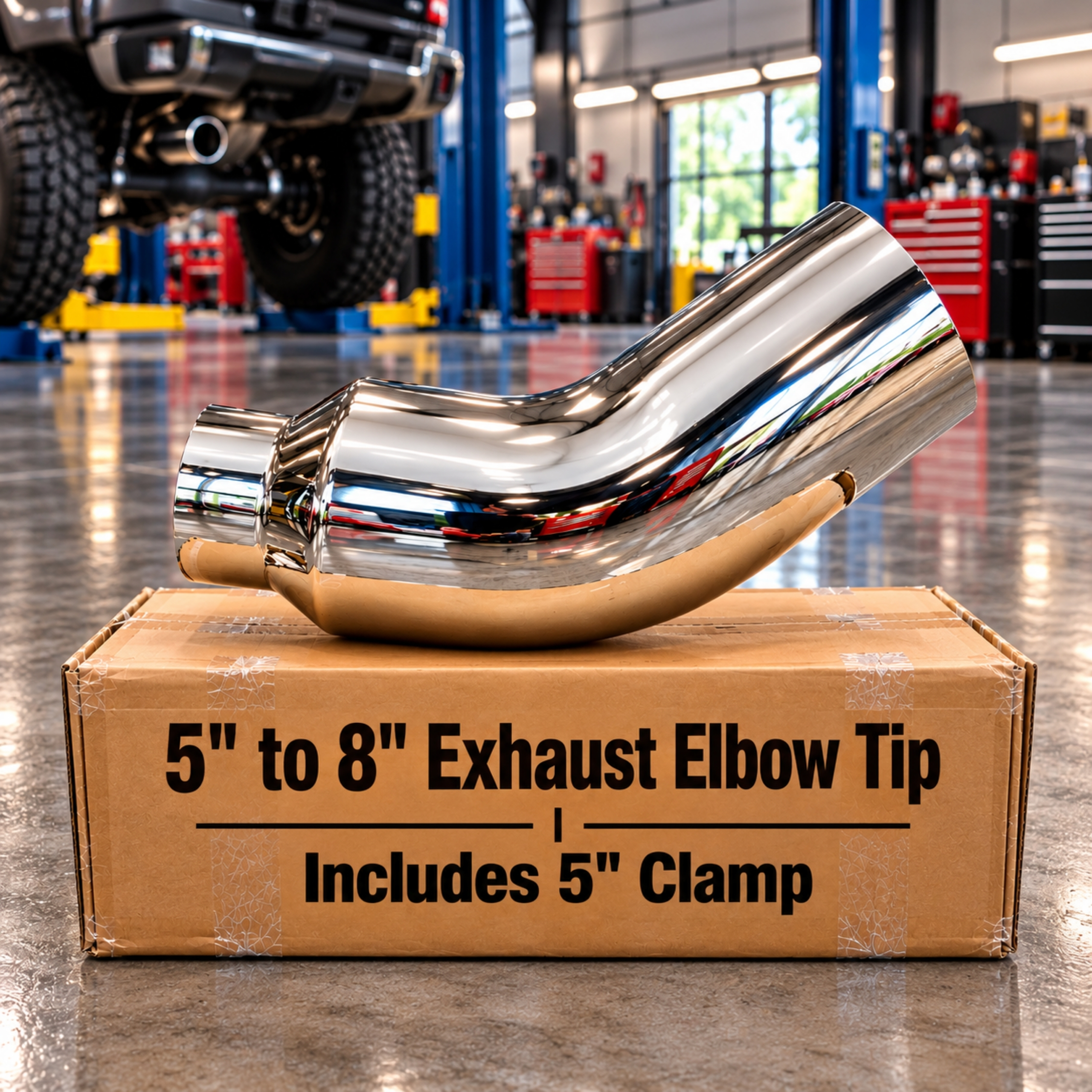 5" to 8" chrome exhaust elbow tip, photo 1